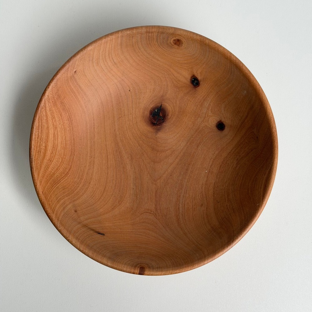 Hand-Turned Wooden Dinner Plate - Natural Brown